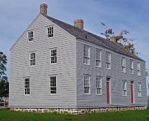 The restored Treitz house sits adjacent to the Peticodiac River and Bore Park in Moncton.  This is its 4th location since being built in c1769.; Moncton Museum