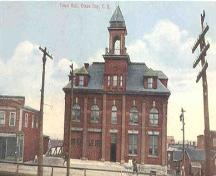 Main elevation, Glace Bay Town Hall, Glace Bay, NS, circa 1905.; Courtesy of Gary Gallivan.