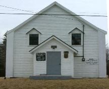 The front elevation of the Greenville African Baptist Church, Greenville, Yarmouth County, NS, 2006.; Heritage Division, NS Dept. of Tourism, Culture & Heritage, 2006