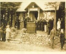 The dedication ceremony, August 7, 1938, at the Durkee Memorial Library, Carleton, Yarmouth County, NS.; Courtesy of Durkee Memorial Library trustees.
