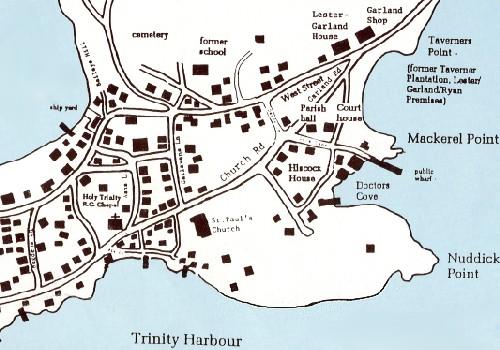 Partial map of Trinity including Historic Area.