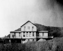 Exterior front facade view of Bonne Bay Cottage Hospital, Norris Point, Newfoundland, 1940.; Amy Nicolle