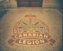 Royal Canadian Legion crest on foyer's terrazzo floor, 2005.; Ross Herrington, 2005.