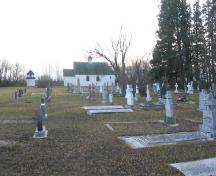 Ruthenian Greek Catholic Parish; view of church, bell tower and cemetery from north side of the lot; 2005.; Government of Saskatchewan, Michael Thome, 2005.