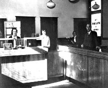 Interior view of the Royal Bank, 1952; Port Moody Station Museum, #2005.001.001