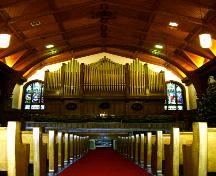 The Casavant pipe organ serves as a backdrop for regular services at First Moncton United Baptist Church.; Moncton Museum