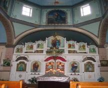 View of sanctuary of the Ukrainian Orthodox Church of  Ascension featuring the iconostasis, 2005.; Government of Saskatchewan, Michael Thome, 2005.