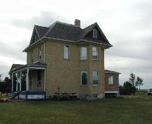 Front and side elevations of farmhouse, showing 2-level bay window, 2005.; Lindy Thorsen, 2005.