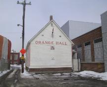 View of the rear of the Orange Hall that faces south, adjacent to a city lane (March 2006); City of Edmonton, 2006