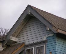 Detail of roof beam ends in gable on west side of the Burgess Blackadar House, Yarmouth, NS; Heritage Division, NS Dept. of Tourism, Culture & Heritage, 2006