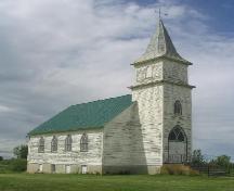 View of Kristiania Lutheran Church highlighting the steeple, 2006; Government of Saskatchewan, Brett Quiring, 2006.
