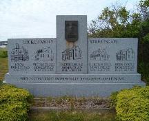 Locke Family Streetscape monument, located near the Gurden Bill Homestead, Lockeport, 2004.; Heritage Division, NS Dept. of Tourism, Culture and Heritage, 2004.