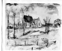 Upper Sackville United Church  - Sketch by Peter Fenson in 1964; Estate of Peter Fenson