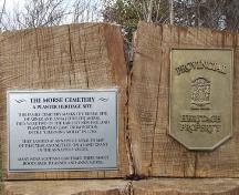 Morse Cemetery plaques, Carleton Corner, Nova Scotia, 2006.; Heritage Division, NS Dept. of Tourism, Culture and Heritage, 2006.