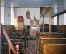 Interior of the Wheatwyn Church viewing the sanctuary from the nave, 2006; Ross Herrington, 2006.