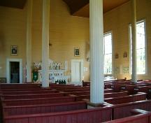 Interior, St. Denis Church, Minudie, Nova Scotia, 2005.
; Heritage Division, NS Dept. of Tourism, Culture and Heritage, 2005.