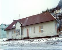 Exterior photo of Canadian National Railway Station showing front facade, circa 1996.  Photo taken before restoration.; HFNL 2005
