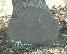Tombstone on the Harris-Baxter house property, Annapolis Royal, Nova Scotia.; Heritage Division, NS Dept. of Tourism, Culture and Heritage, 2007
