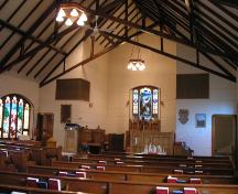 View of the interior of the Lamont United Church, Lamont, looking towards the sanctuary (November 2005); Lamont County, 2005