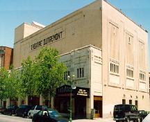 Corner view of the Outremont Theatre, showing two façades and the main entrance, 1993.; Parks Canada Agency/ Agence Parcs Canada, Nathalie Clerk, 1993.