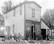 Justine Arsenault Building - The Forest Wheelwright - the building had one storey on top of the ground floor at the time.; Centre for Acadian Studies