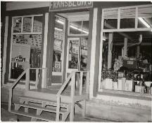 Historic photograph of the original shop windows; Town of Tracadie-Sheila