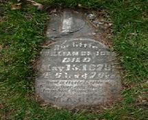 Photo of gravestone marker from Pionner Park, City of Peterborough, 2004.; City of Peterborough, 2004