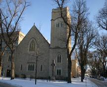 Vue de l'ouest de la Première église presbytérienne, Winnipeg 2005; Historic Resources Branch, Manitoba Culture, Heritage & Tourism 2005