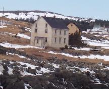Photo view towards front gable end and right side of Robert Tilley House, Elliston, NL, 2007/03/26; L Maynard, HFNL, 2007
