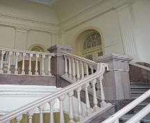 View of the main staircase in the Carnegie Library, Winnipeg, 2004; Historic Resources Branch, Manitoba Culture, Heritage and Tourism, 2004