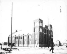 Exterior southeast view of the Red Deer Armoury / Fire Hall No.1 (1915); Red Deer and District Archives, MG 472-2