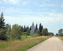 Contextual view, from the east, of St. Paul's Evangelical Lutheran Church, Moosehorn area, 2006; Historic Resources Branch, Manitoba Culture, Heritage and Tourism 2006
