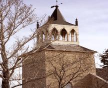 View of bell tower of St. Andrew's on the Red Anglican Church, Lockport area, 2006; Historic Resources Branch, Manitoba Culture, Heritage and Tourism, 2006