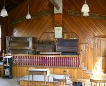 View of the choir platform in the Tamarisk United Church, (near Grandview), 2005; Historic Resources Branch, Manitoba Culture, Heritage and Tourism, 2005