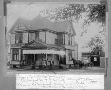 Historic photograph showing original entrance, 188 Granville Street West, Bridgetown, NS, circa 1900.; Courtesy the Bridgetown and Area Historical Society.
