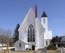 Saint Peter's Anglican Church, Weymouth North, rear elevation, 2004; Heritage Division, Nova Scotia Department of Tourism, Culture and Heritage, 2004