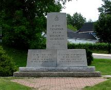 Cenotaph in southwest corner of Rotary Memorial Park, Dalhousie.; Restigouche Regional Museum, Dalhousie