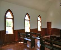 Interior view of Lily Bay United Church, Lundar area, 2006; Historic Resources Branch, Manitoba Culture, Heritage and Tourism, 2006
