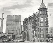 View of south façade showing corner tower details – August 1977; OHT, 1977