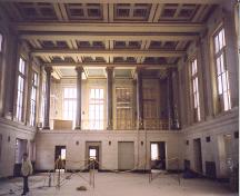 Interior view of the banking hall showing floor, walls, columns, and ceiling; OHT, 2003