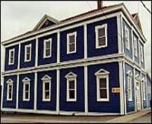 Exterior photo, front and side facades, of Fidelity Masonic Lodge #5, 11 Church Street, Grand Bank; Heritage Foundation of Newfoundland and Labrador 2004
