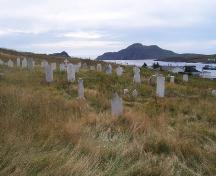 Broad view of the cemetery with Cape Chapeau Rouge in the background, 2006; Dale Jarvis/HFNL 2006