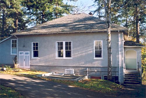 Oblique view of church hall.