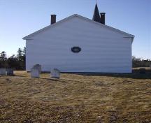 Rear elevation, Cape Negro Church, Cape Negro, NS, 2007. Note octagon window.; Department of Tourism, Culture and Heritage, Province of Nova Scotia 2007