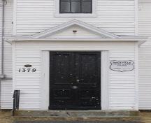 Detail of front entrance of the Rockville United Baptist Church, Rockville, Yarmouth County, NS, 2008; Heritage Division, NS Dept. of Tourism, Culture and Heritage, 2008