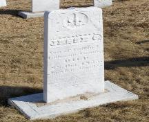 The baby Jesse Corning headstone in Founders Cemetery, Beaver River, Yarmouth County, NS, 2008.  This grave marker was returned in 2005 after having been "borrowed" and taken to Ontario more than forty years previously.; Heritage Division, NS Dept. of Tourism, Culture and Heritage, 2008.