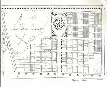 The plan of the Tusket Lakes Cemetery, Gavelton, NS, as designed by George S. Brown and drawn by P. Lent Hatfield in 1866.; Courtesy of the Trustees of Tusket Lakes Cemetery
