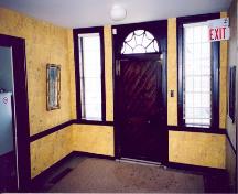 Interior view of the main foyer showing wooden door, fanlight, and sidelights; OHT, September 2000