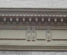 This image provides a view of the elaborate stone cornice, 2005. ; City of Saint John