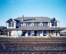 View of the track façade showing redesigned exterior of stucco and half-timbers – October 2003; OHT, 2003